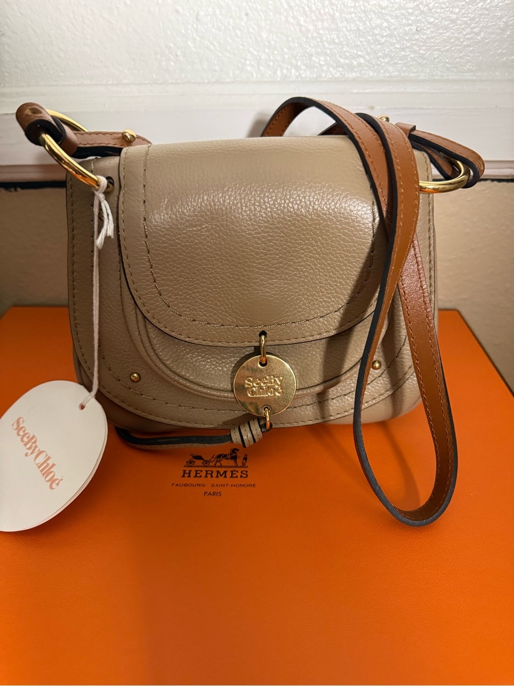 NWT See By Chloé Mara Leather Crossbody Bag Mitty Grey